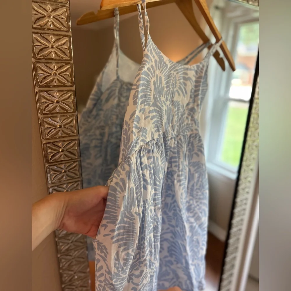 Roller Rabbit Girls | Blue and White Sleeveless Dress with Pockets | Size 12